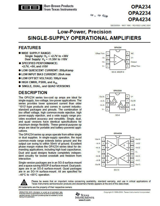 5pcs Genuine OPA2234U Low Power Precision Operational Amplifier
