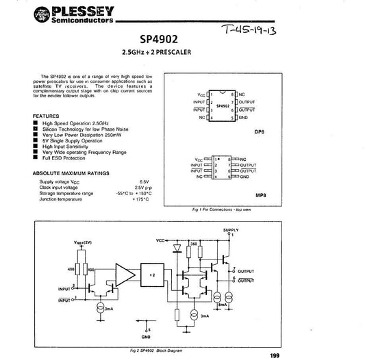 2pcs SP4902 Plessey 2.5GHz Divide By 2 Pre Scaler