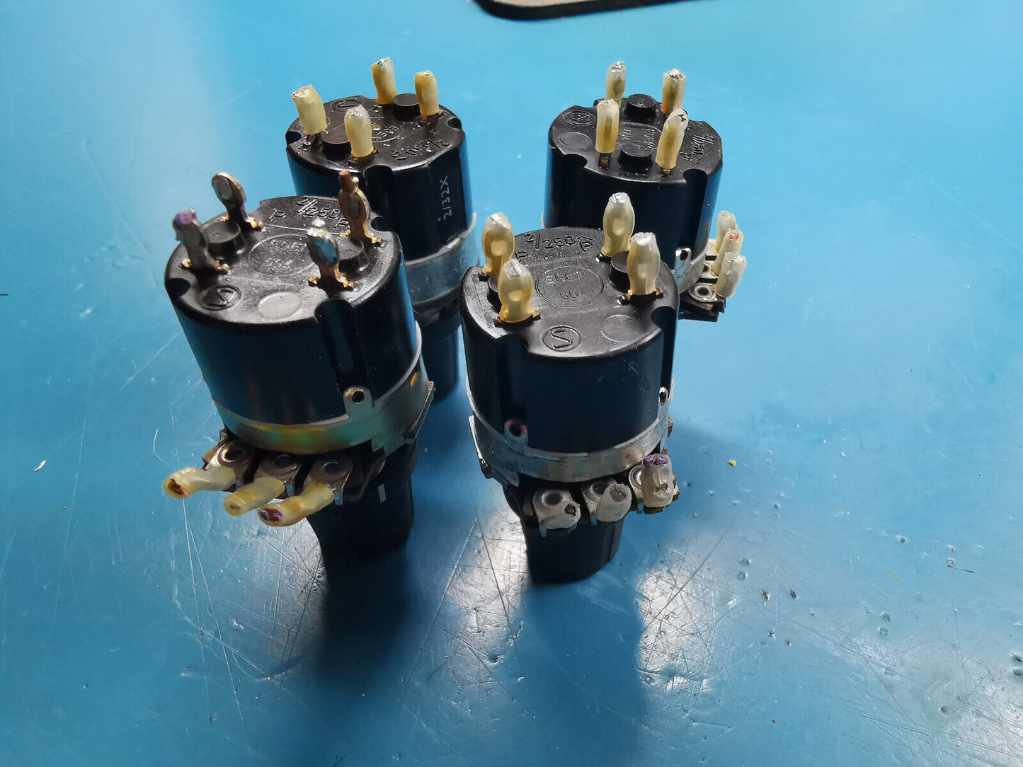 4pcs Vintage Egen 100K Linear Potentiometer With Pull Switch DPST 2A 250v AC