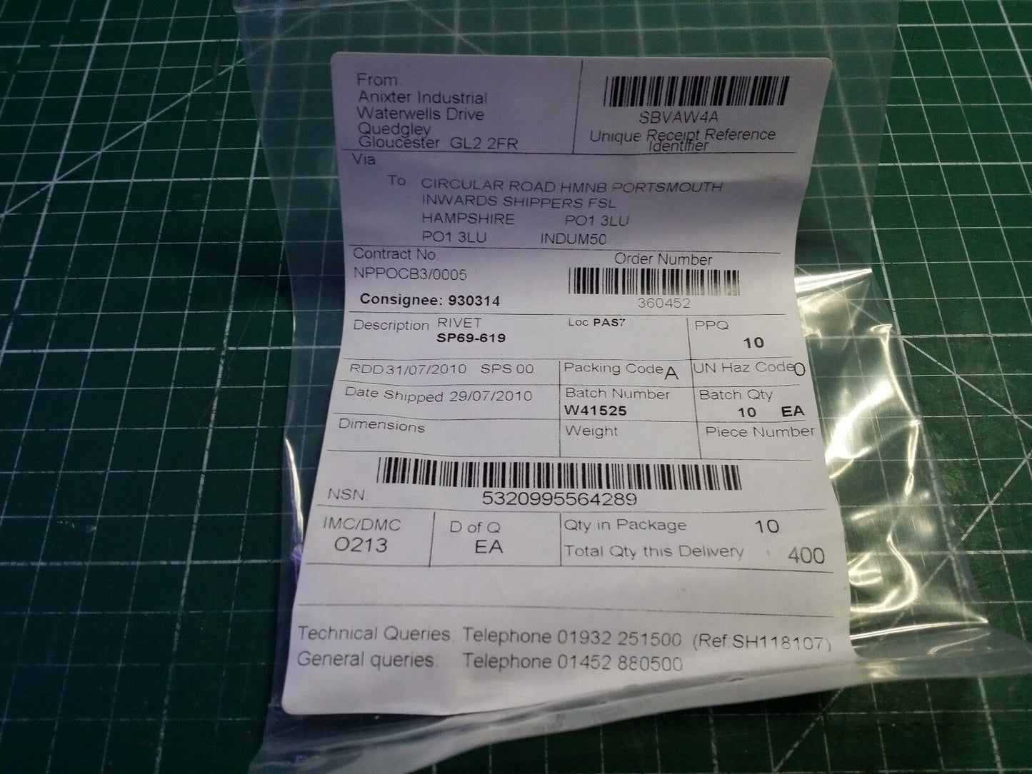 Rivet 100 Degree Countersunk Rivet , 330pcs , EX MOD