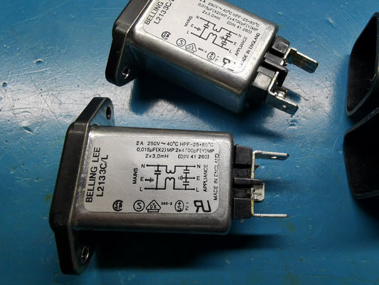 2pcs Mains Inlet Filter 250v 2A Belling Lee L213 3C/L