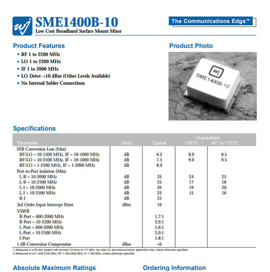 Frequancy Mixer SME1400B-10 1MHz To 2.2GHz RF Mixer