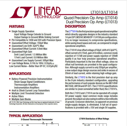 Genuine LT1013 Precision Amplifiers Dual Precision Op Amp 4pcs