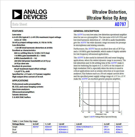 2pcs Genuine AD797AR Microphone Pre amplifier Ultra Low Noise Amplifier