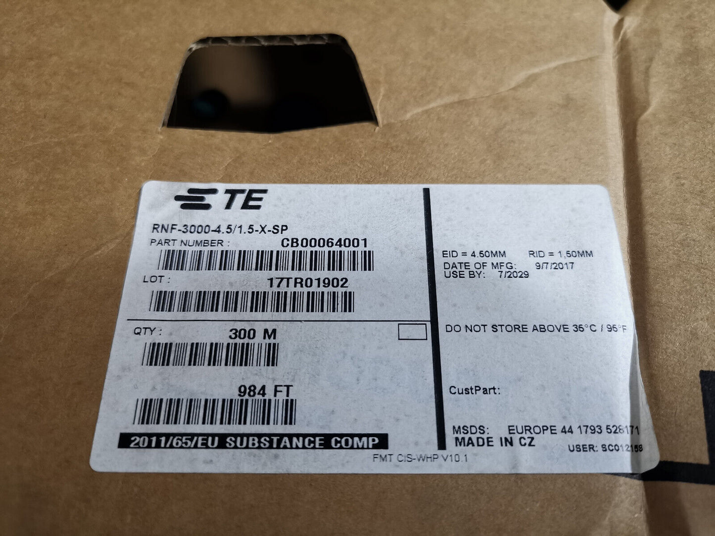 Over 150M Shrink Warp Clear TE Connectivity 3 To 1 Ratio RNF-3000 4.5 1.5SP