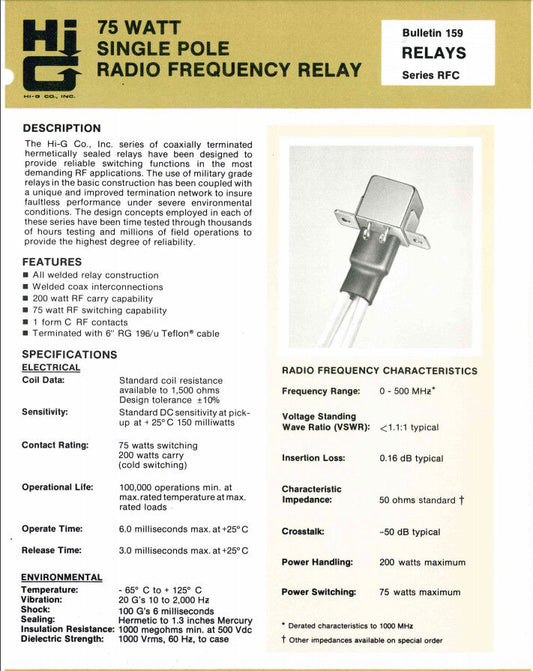 2pcs 500MHz Ham Radio Relay 75W Switching 200w Carry DC  High G Brand Mil Spec