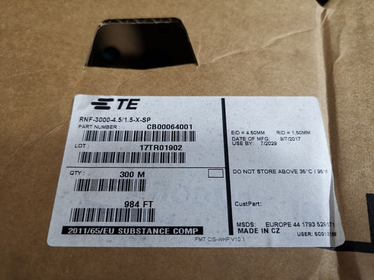 Over 150M Shrink Warp Clear TE Connectivity 3 To 1 Ratio RNF-3000 4.5 1.5SP