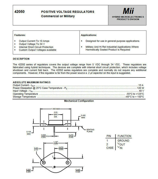 3pcs 24v 4A Linear Voltage Regulator 42050 -244 Military Part