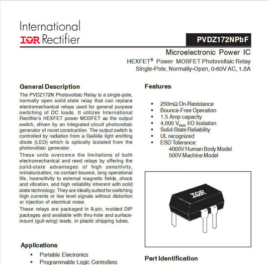 15pcs Genuine PVDZ172N MOSFET Photovoltaic Relay Single Pole 60V 1.5A