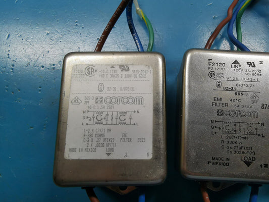 3pcs  F2120 Corcom EMI Filter 1.5A 250v AC From HP Agilent Test Gear