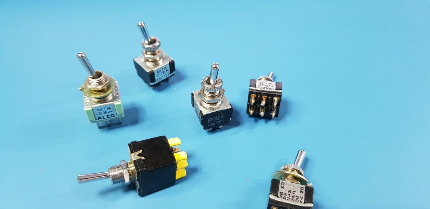 6 pcs Toggle Switch Military Parts DPDT ON - ON Type 3A 250v AC