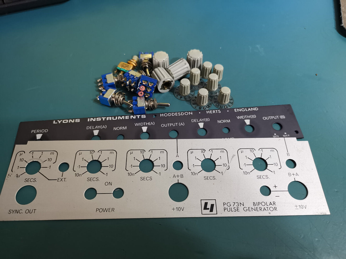 Lyons PG73N Pulse Generator Parts Front Plate Knobs Switches