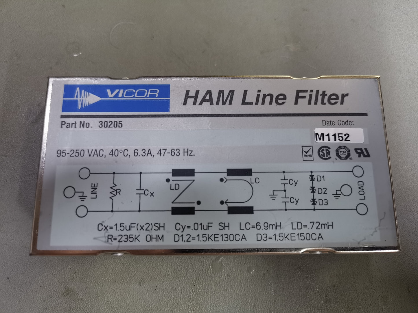 VICOR Power Entry EMI RFI Filter HAM Line Filter 6.3A 250 VAC