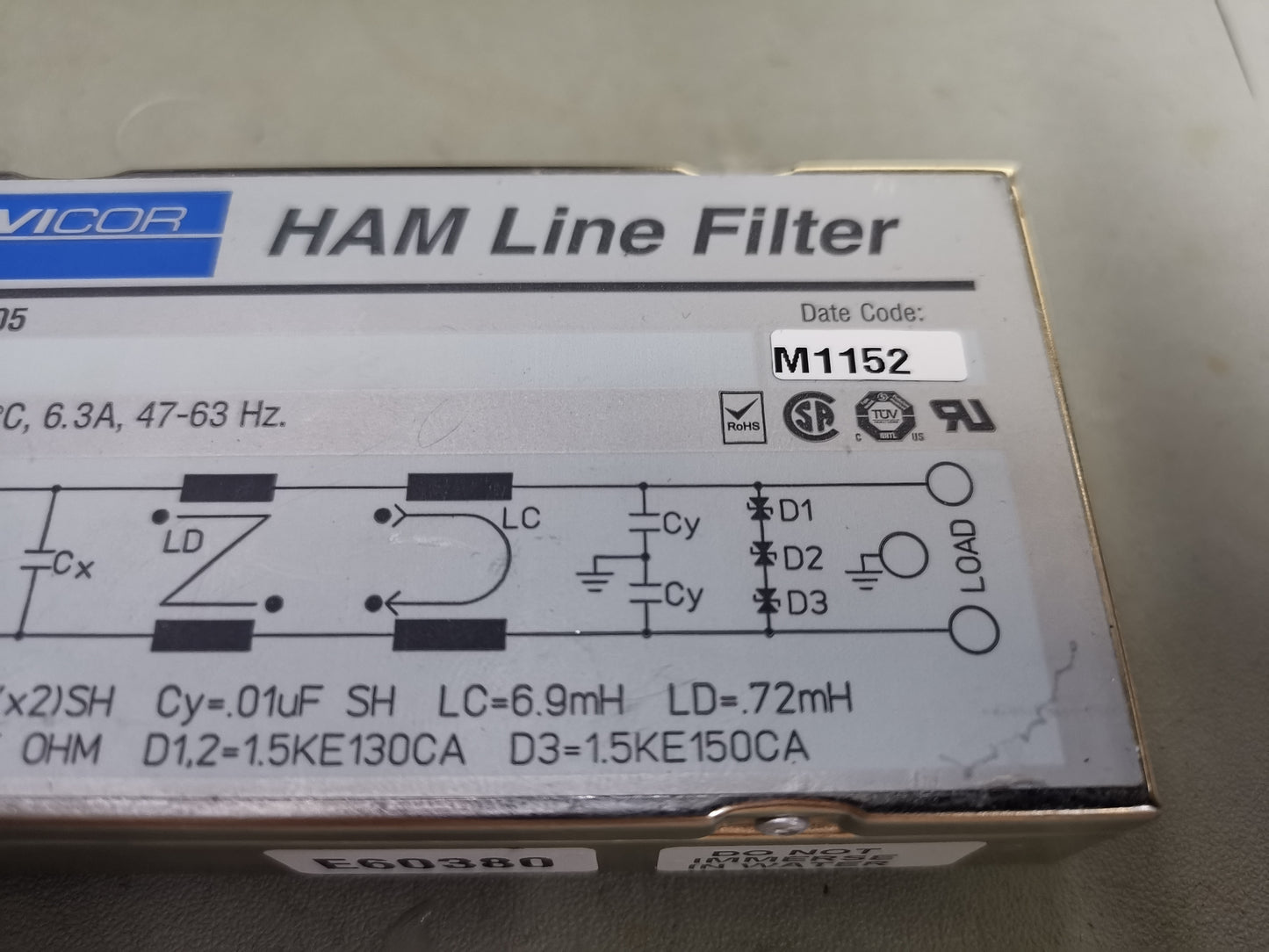 VICOR Power Entry EMI RFI Filter HAM Line Filter 6.3A 250 VAC