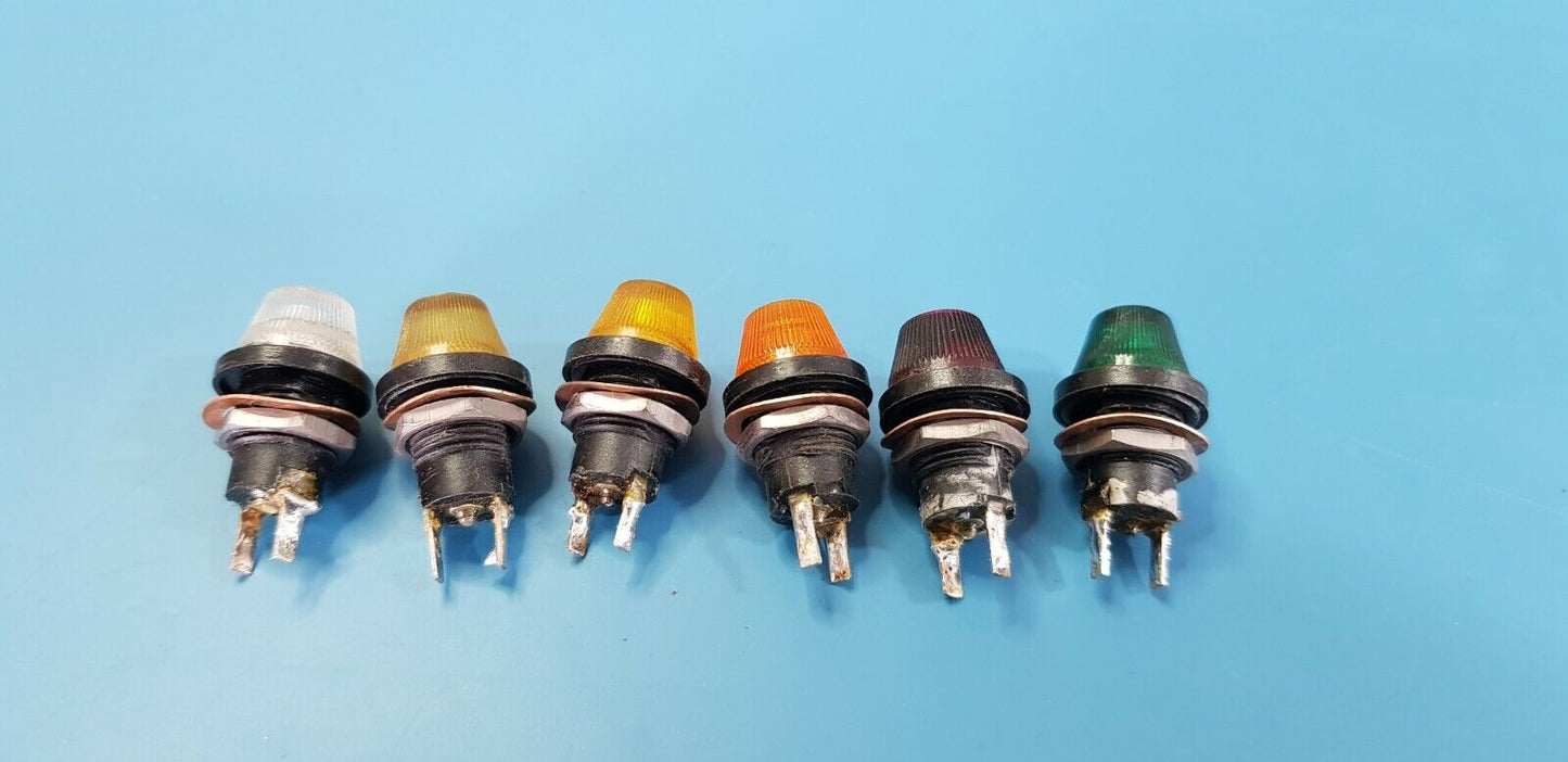 6pcs Panel Mount Indication Lights White Yellow Amber Orange Red Green EX MOD