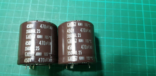 2pcs 450v  470uF Capacitor  Genuine Nippon Chemi-Con KMH 40mm x 42mm