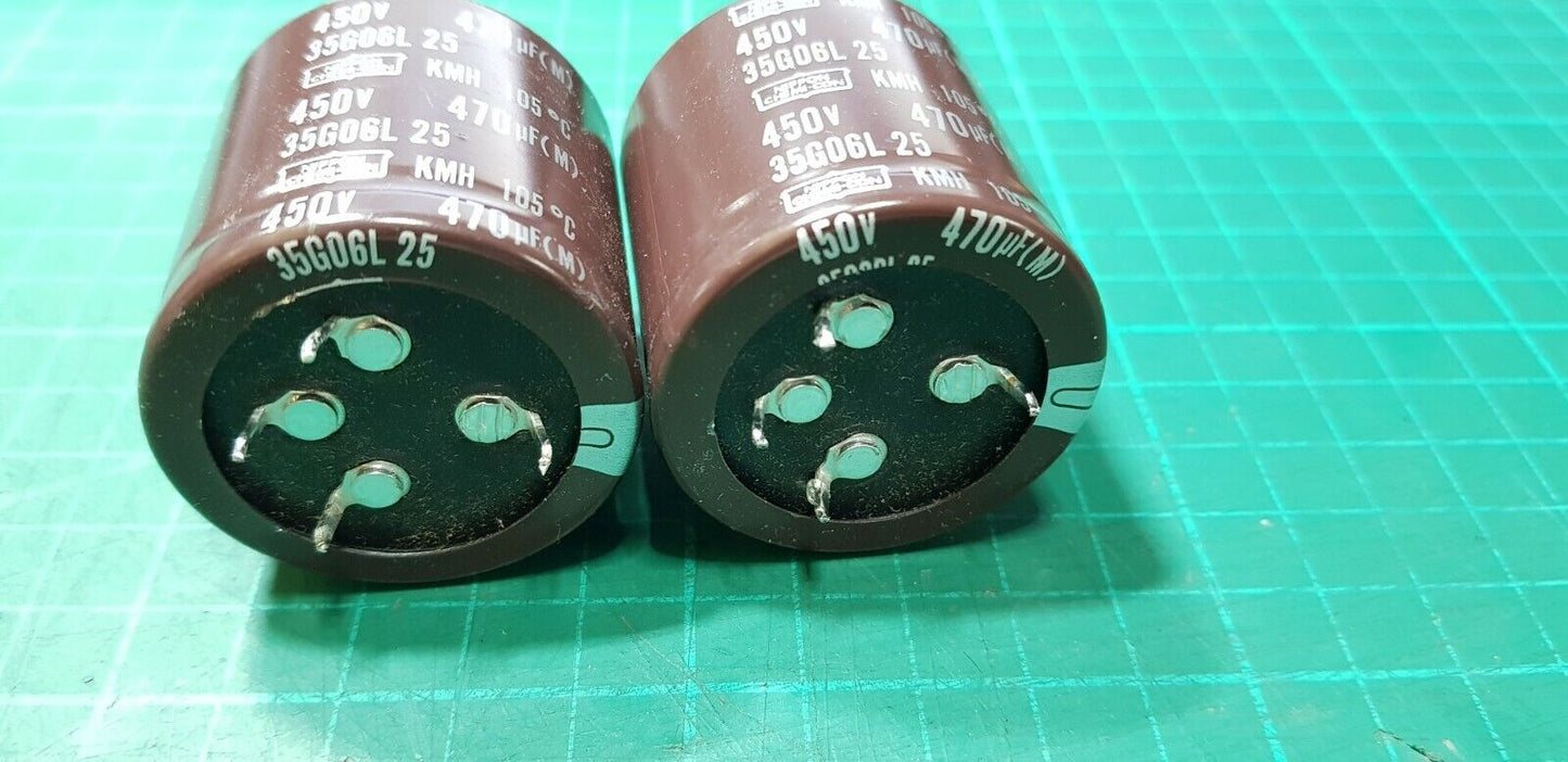 2pcs 450v  470uF Capacitor  Genuine Nippon Chemi-Con KMH 40mm x 42mm