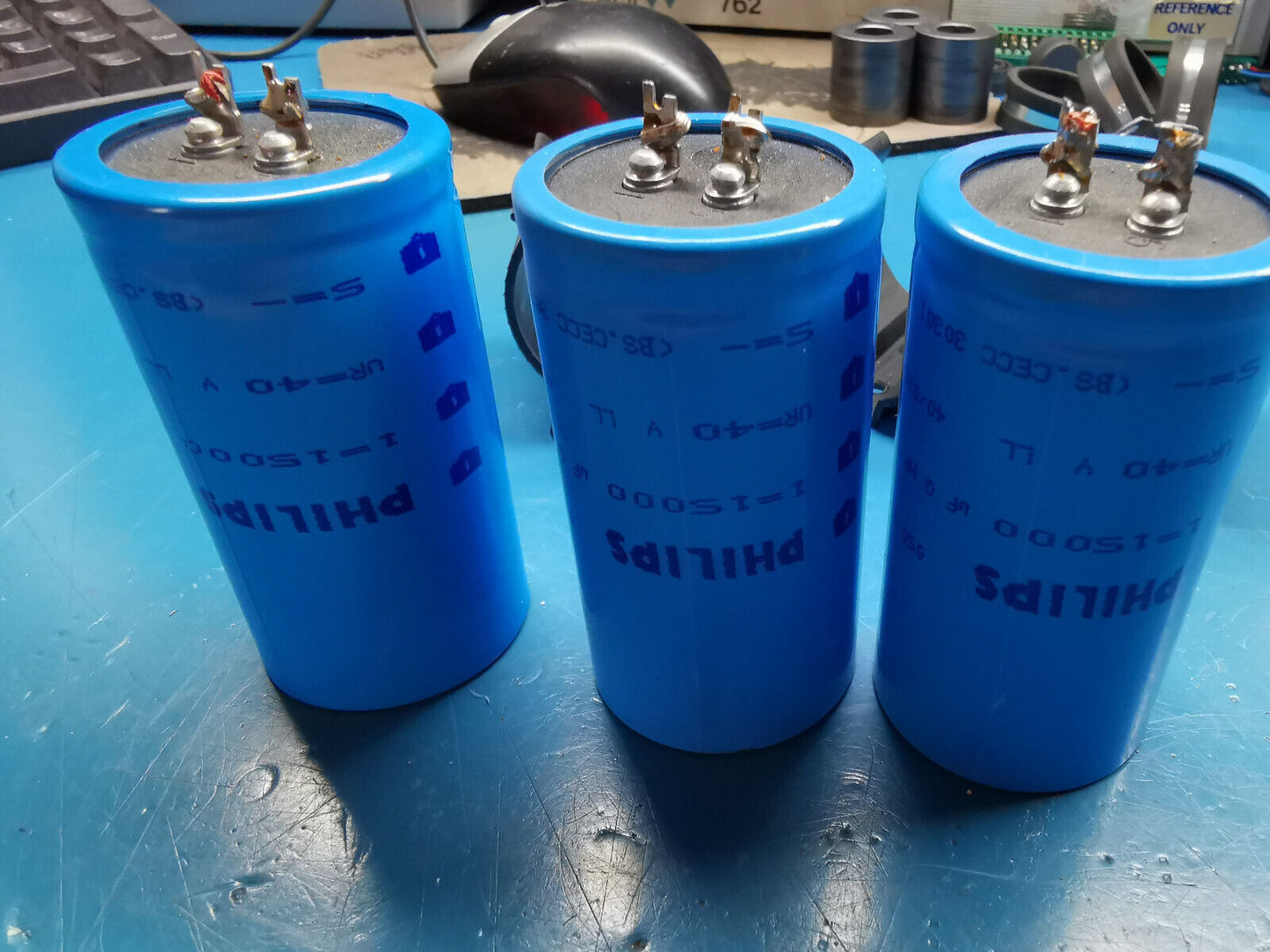 3pcs Philips 15000uF 40v Capacitor With Mounting Clips