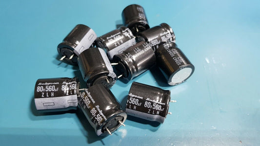 10pcs 560uF 80v Rubycon Capacitors 21mm x 18mm