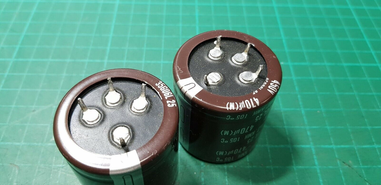 2pcs 450v  470uF Capacitor  Genuine Nippon Chemi-Con KMH 40mm x 42mm