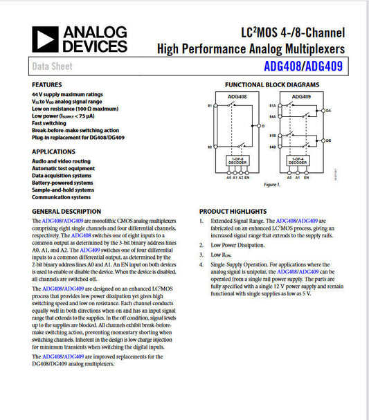 2PCS Genuine ADG408 Analog Multiplexer High Performance