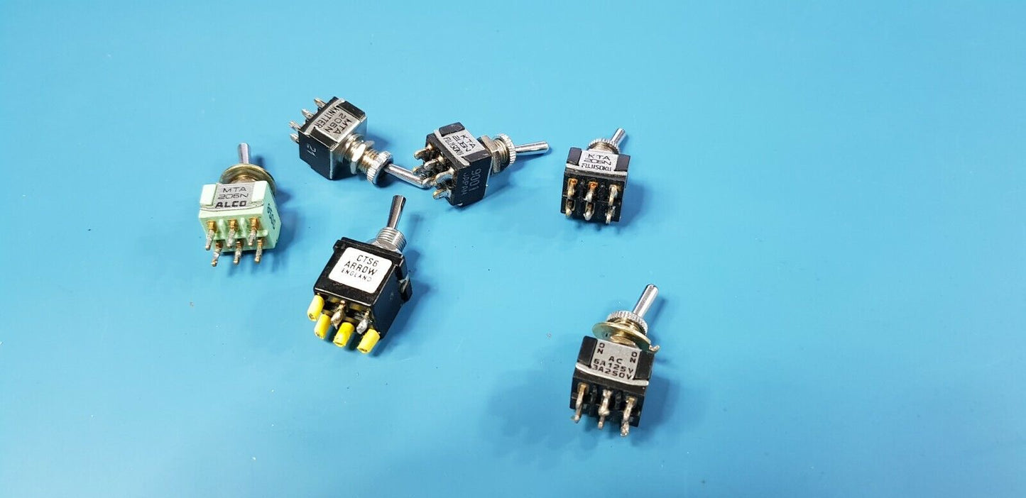 6 pcs Toggle Switch Military Parts DPDT ON - ON Type 3A 250v AC