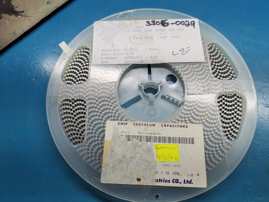 Genuine 0.47uF 25v Chip Tantalum Capacitor 2000pcs Reel