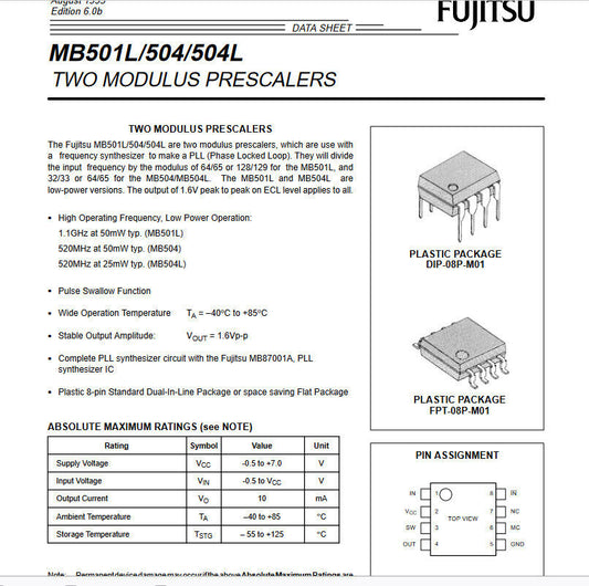 5pcs Fujitsu 504L Two Module 500MHz Pre Scaler  FPT-08P-M01 Package