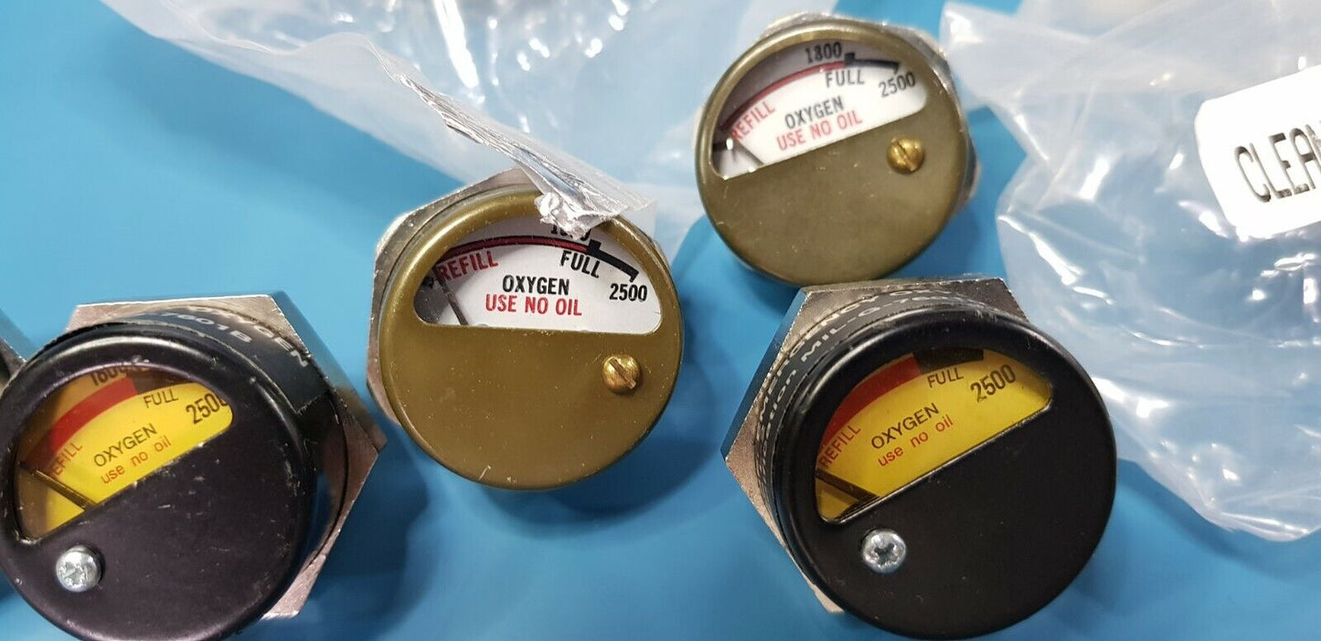 9pcs Oxygen Gauge Military Part  0 To 2500 Joblot