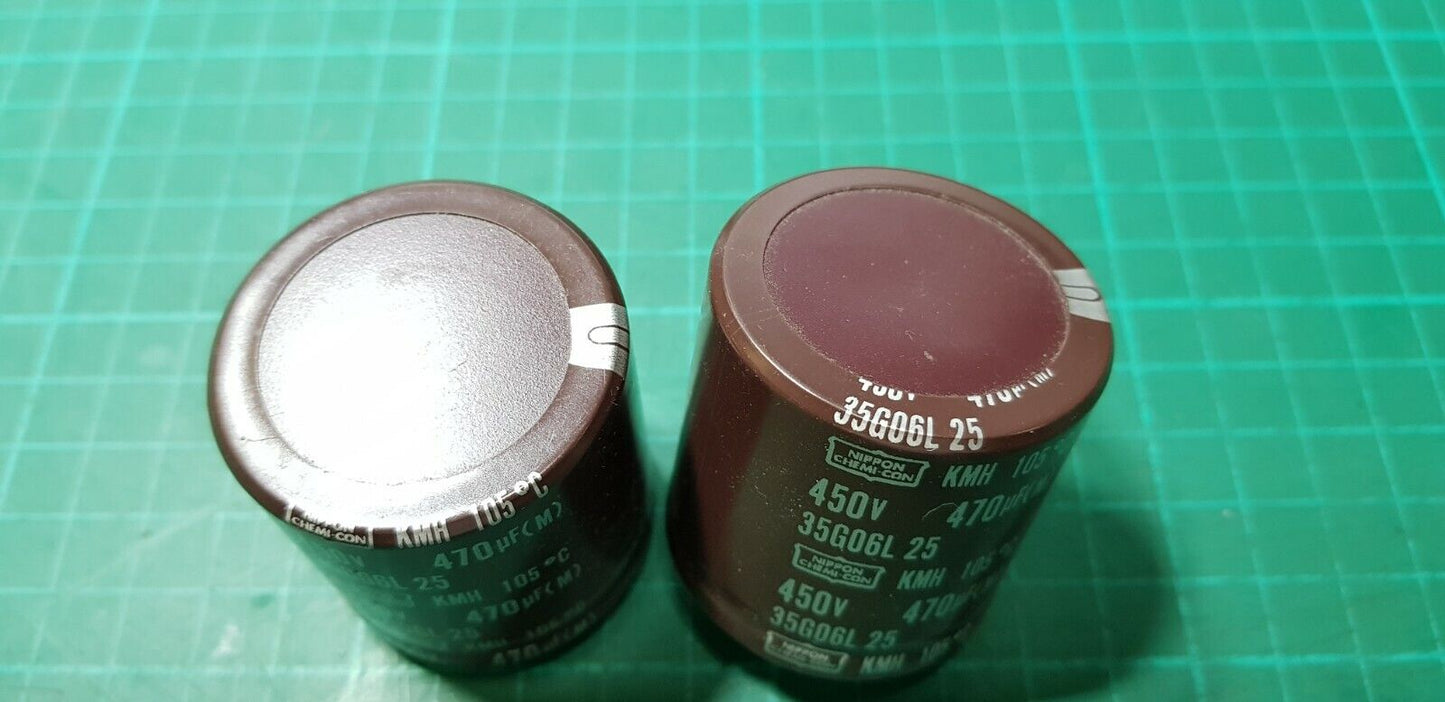 2pcs 450v  470uF Capacitor  Genuine Nippon Chemi-Con KMH 40mm x 42mm