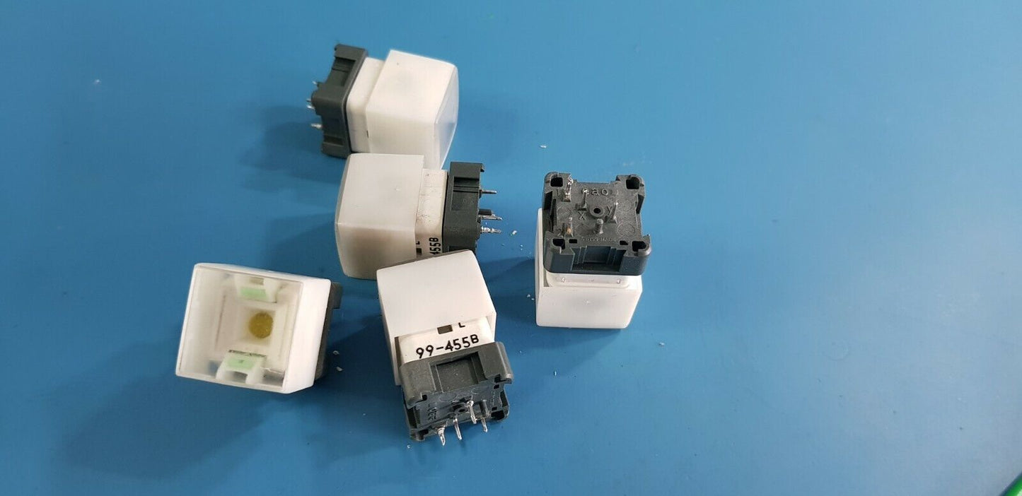 5pcs EAO Momentary Push Button Switches Illuminated Yellow 99-455B
