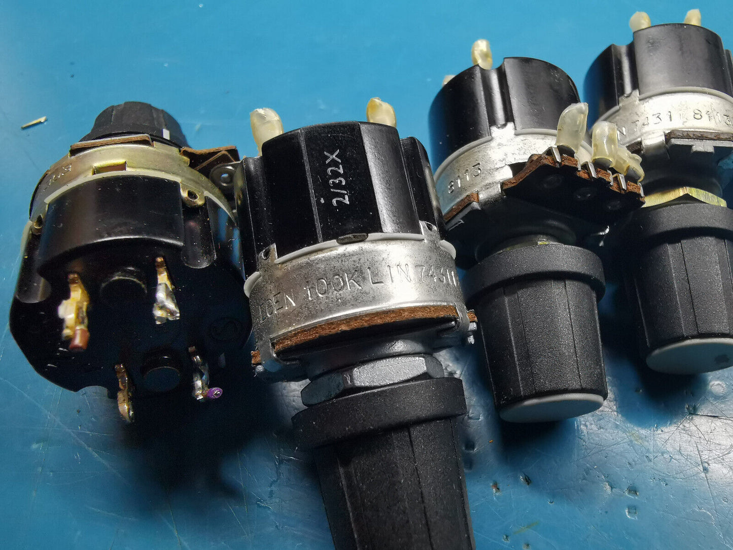 4pcs Vintage Egen 100K Linear Potentiometer With Pull Switch DPST 2A 250v AC