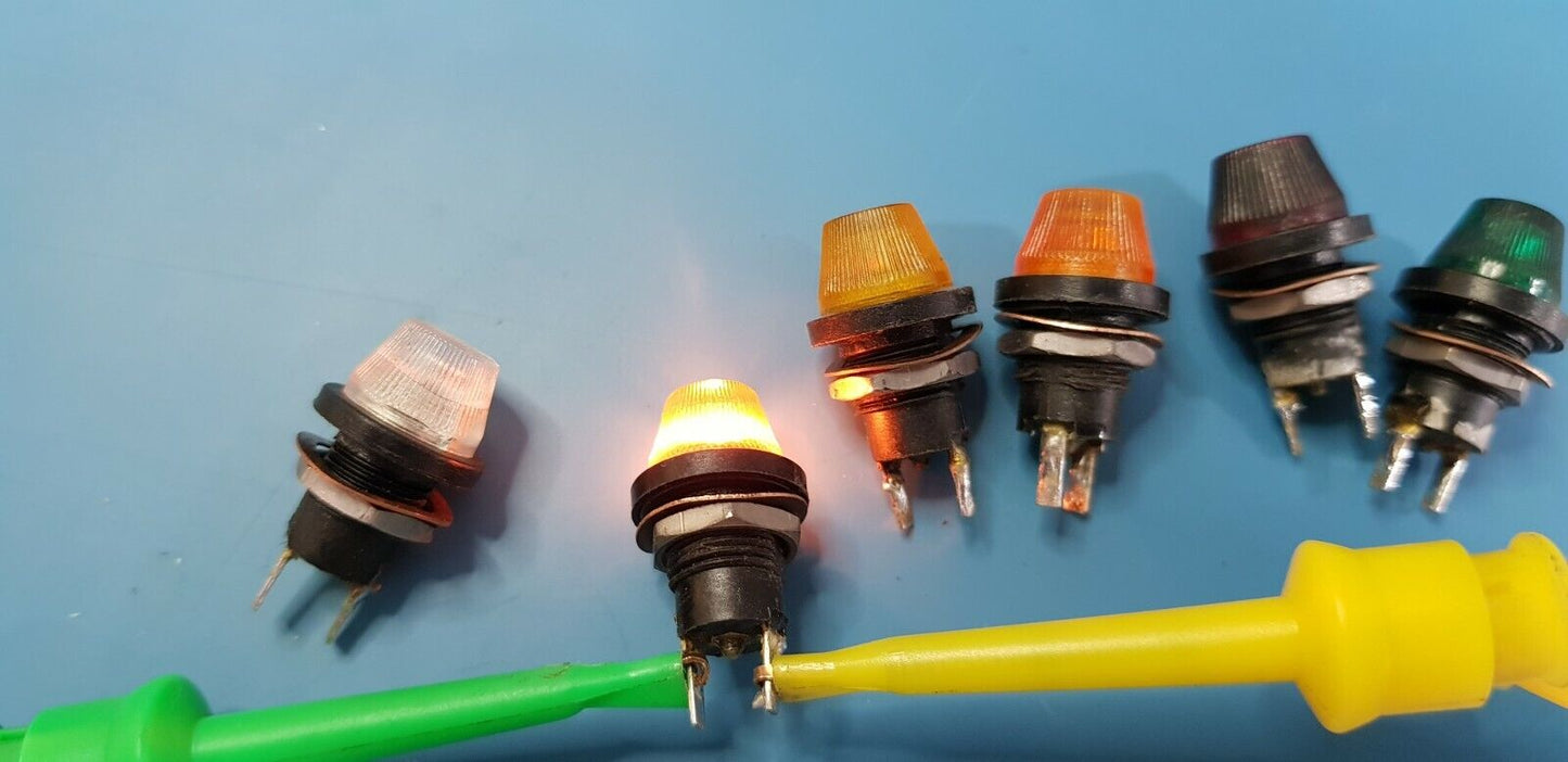 6pcs Panel Mount Indication Lights White Yellow Amber Orange Red Green EX MOD