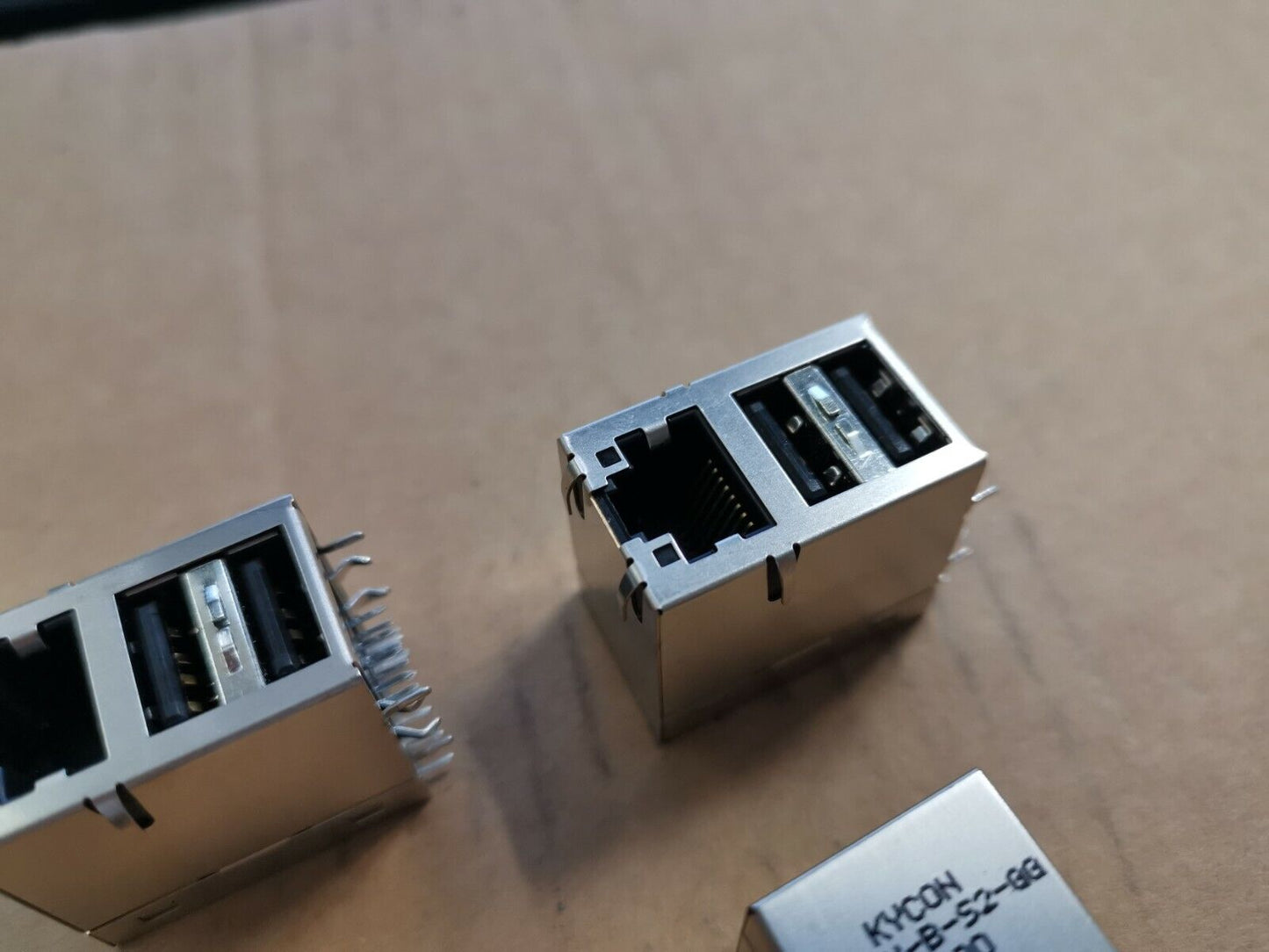 RJ45 And USB Connector PCB Mount 100 Base-TX Stacked USB And Ethernet PCB Socket