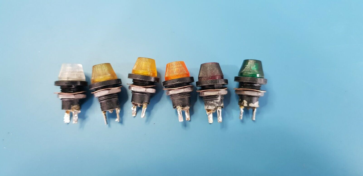6pcs Panel Mount Indication Lights White Yellow Amber Orange Red Green EX MOD